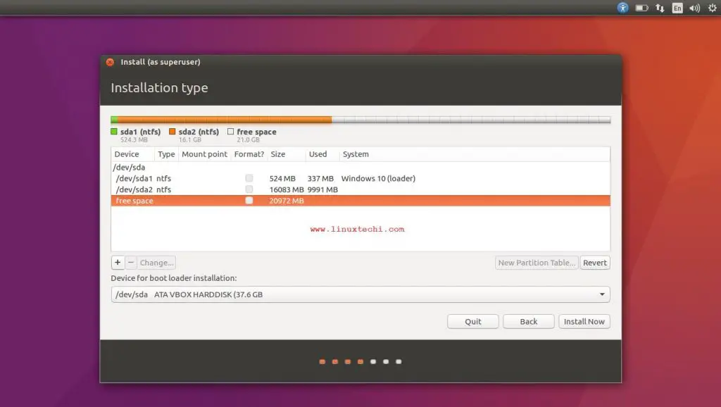 free-spacae-for-ubuntu-installation