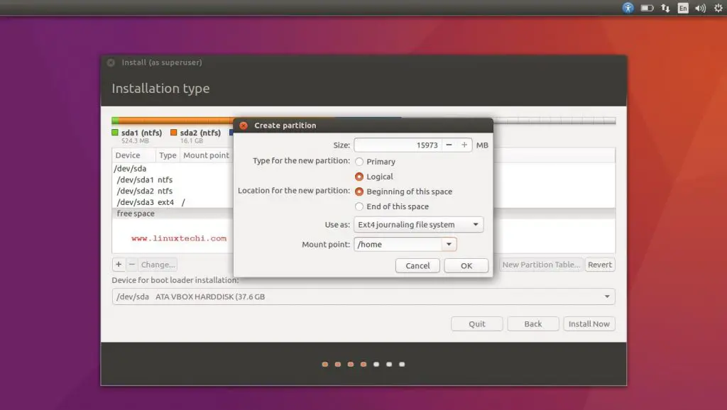 home-partition-ubuntu-installation