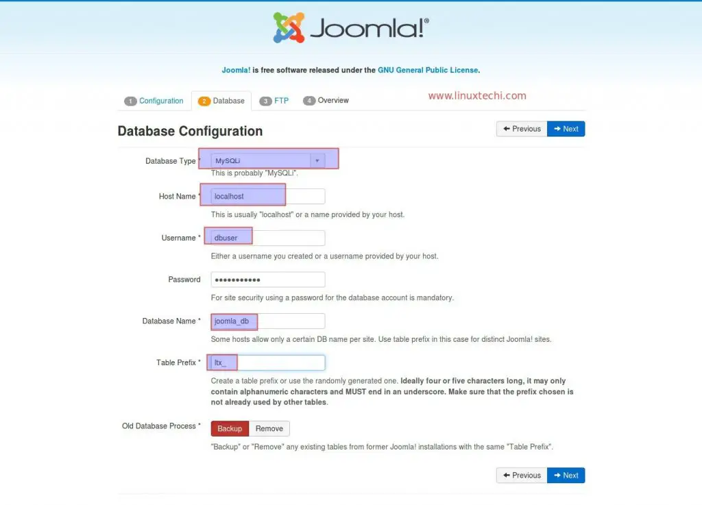 Joomla-Installer-Database-Username-Details