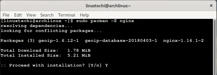 Install-nginx-arch-linux