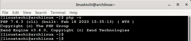 php-version-check-arch-linux
