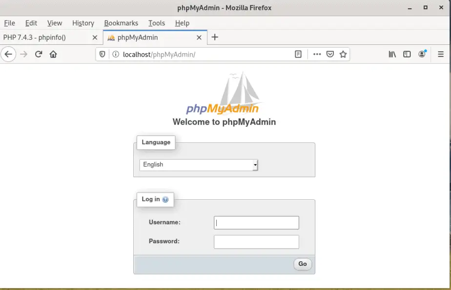 phpmyadmin-home-page-arch-linux