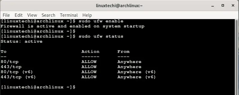 ufw-status-arch-linux
